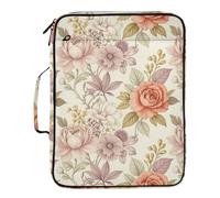 Vintage Botanical Floral Pattern Expanding File Jackets Multiple Pockets 3 Ringing 1.5 inch Binder with Zipper with Zipper Closure for Office Supply