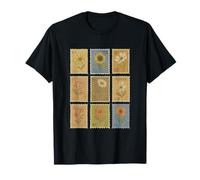 Vintage Botanical Flower Stamp Collage Retro Art Print T-Shirt