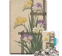 Vintage Botanical Freesia Illustration Jigsaw Puzzle for Adults, 500 Pieces | A hands-on home pastime - a simple way to organise the image on weekends.