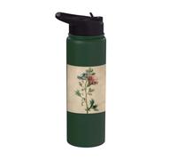 Vintage Botanical Hollyhock Flower Illustration Stainless Steel Insulated Water Bottle