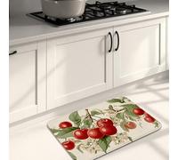 Vintage Botanical Kitchen Mats for Floor, Cherries Blossom Pattern Soft Mats, Cushioned Comfort Washable Non Slip Decor Rugs for Kitchen Sinks Laundryroom Bathroom 20x31 Inch