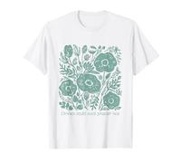 Vintage Botanical Latin Phrase Floral Design T-Shirt