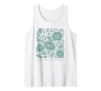 Vintage Botanical Latin Phrase Floral Design Tank Top