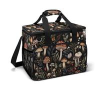Vintage Botanical Mushrooms Camping Cooler Bags Insulated Beach Cooler Portable Leak Proof Camping Cooler with Shoulder Strap