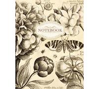 Vintage Botanical Notebook | College-Ruled Notebook 8.5 x 11" | Flowers and Butterflies Illustration | Softcover, Ivory Paper, 100 Pages