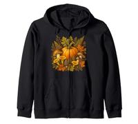 Vintage Botanical Pumpkin Foraging Autumn Harvest Zip Hoodie