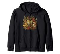 Vintage Botanical Pumpkin Foraging Autumn Harvest Zip Hoodie