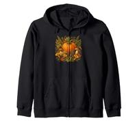 Vintage Botanical Pumpkin Foraging Autumn Harvest Zip Hoodie