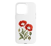 Vintage Botanical Red Poppy Flower Study Case for iPhone 15 Pro Max