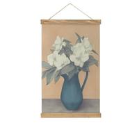Vintage Botanical White Flowers Ceramic Jug Canvas Painting Wood Frames Poster Hanger Hanging Picture Kit Wall Art