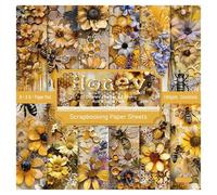 Vintage Botany Pattern Scrapbook Paper Pack, 24 Sheets 6x6 Inches, Premium Cardstock for Origami, Scrapbooking, Decoupage, Card Making, Craft Paper Sheets for Journaling & DIY Projects (bee)