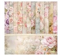 Vintage Botany Pattern Scrapbook Paper Pack, 24 Sheets 6x6 Inches, Premium Cardstock for Origami, Scrapbooking, Decoupage, Card Making, Craft Paper Sheets for Journaling & DIY Projects (Rose)