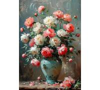 Vintage Bouquet Pink Roses Still Life Oil Painting Printed Poster Canvas Paintings Wall Art Pictures Home Decor A12 50X70Cm Unframed