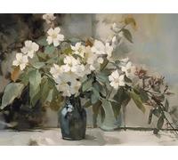 Vintage Bouquet Pink Roses Still Life Oil Painting Printed Poster Canvas Paintings Wall Art Pictures Home Decor A16 60X80Cm Unframed