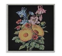 Vintage Bouquet Study on Black, 17 x 17 Inch Framed Gi Print