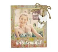 Vintage Boutique Hello Beautiful Wood Effect Photo Frame Suits 4" x 4" Photo