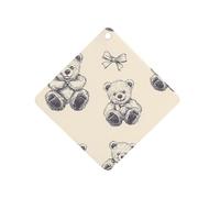 Vintage Bow Teddy Bears Car Air Freshener Hanging Card 1Pack Rhombus | for Vehicle Home Closet Dorm Square Love Rhombus Shaped Ocean Scent