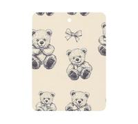 Vintage Bow Teddy Bears Car Air Freshener Hanging Card 1Pack Square | for Vehicle Home Closet Dorm Square Love Rhombus Shaped Ocean Scent