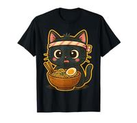 Vintage Bowl Noodle Lover Feline Art Cute Cat Ramen T-Shirt