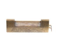 Vintage Box Padlock Engraved Wooden Copper for Furniture