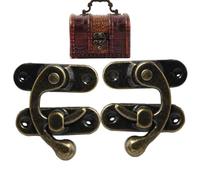 Vintage Box Trigger Latch - Antique Style Hook Hasp, Retro Lock Set, Metal Latches Mechanism with Left and Right Hooks Fit, Jewelry Toolbox Suitcase Accessory for Secure Closure, Decorative Hardware