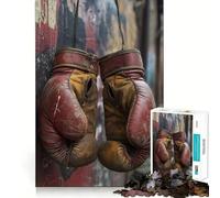 Vintage Boxing Gloves Hanging on Wall 1000-piece Puzzle for Teenagers Mind Skill Fun Uniform Size Precise Pieces Relaxing Indoor Group Activity (50x75cm)