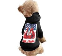 Vintage Boxing Gloves U.S. Flag Dog Clothes Short Sleeve Pet Hoodie Cute Cat Costume Jacket Tee for Small Dogs XS