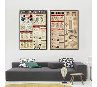 Vintage Boxing Knowledge Posters And Prints Wall Art Canvas Painting Boxing Lover Present For Gym Room Home Decoration 40Cmx60Cmx2Pcs No Frame