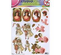Vintage Boy & Girl Promenading Die Cut 3D Decoupage Sheet - No Cutting