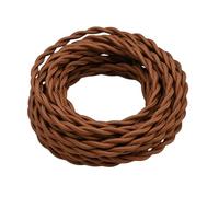 Vintage Braided Cable 5 Meters, 2 core Brown Antique Twisted Woven Silk Cable Flexible Fabric Wire, Antique Silk Covered Wire for Pendant Lamps, DIY Projects, Retro Industrial Decor