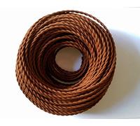 Vintage Braided Cable 5 Meters, 2 core Brown Antique Twisted Woven Silk Lighting Cable Flexible Fabric Wire, DIY Electrical Cord