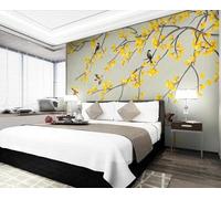 Vintage Branch with Gold Leaves and Birds 3D Wallpaper Luxury Home Dining Decor Paste Sofa Living Room The Wall for Bedroom Mural-350cm×256cm