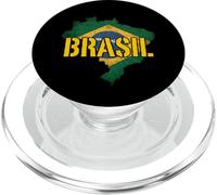 Vintage Brasil Map Flag Distressed PopSockets PopGrip for MagSafe