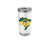 Vintage Brasil Map Flag Distressed Stainless Steel Insulated Tumbler
