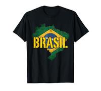 Vintage Brasil Map Flag Distressed T-Shirt