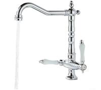 Vintage Brass Basin for taps Dual Lever Bathroom Sink Mixer Traditional Design Swivel Spout Hot Cold Water Control 27cm Size(Silver)