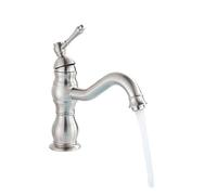 Vintage Brass Bathroom Faucet Bridge-Mounted Hot & Cold Mixer High & Short Column Antique Style Sink Tap Brushed Nickel Finish Retro Design for Elegant Bathrooms