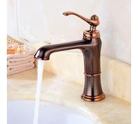 Vintage Brass Bathroom Sink Faucet Retro Single Handle Mixer Tap Antique Washbasin Fixture with Hot & Cold Water Brown Finish Elegant Design
