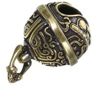 Vintage Brass Bell Keychain Pendant with Unique Taotie Pattern, Elegant Golden Brass Material, for DIY Decorative Accessories and Key Ring Making, for Home Decor and Craft