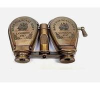 Vintage Brass Binoculars 1917 Replica - Nautical Maritime Telescope Collectible - Antique Spyglass for Home Decor or Gift - Engraved London Design Inspired by Royal Navy History