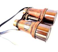 Vintage Brass Binoculars with Leather Wrap, 5x4.5 inches, Antique Finish, Nautical Telescope