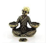 Vintage Brass Buddha Zen Statue Little Monk Sitting Candle Holder Desk Decoration Ornament Sculpture Home Office Desk Decor Gift Art collection