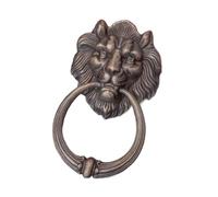 Vintage Brass Cast Lion Head Door Knocker Solid Wood Villa Courtyard Gate Ring Handle and Knob Decoration for Front Door(Bronze)