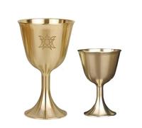 Vintage Brass Chalice Cup - Pentacle, Altar Offering Vessel, Engraved Ritual Drinking Goblet, Sacred Prayer Anointing Tool | Traditional Wiccan Supplies for Ceremonial Wine Pagan Spirits