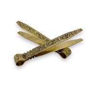 Vintage Brass Charcoal Tongs with Floral Engraved Handle - Antique Design Incense Tongs, 4.13 inches