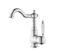 Vintage Brass Chrome Single-Handle Bathroom Faucet 360° Swivel Sink Tap Hot & Cold Water Control Water-Saving Technology Premium Ceramic Cartridge