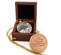 Vintage Brass Compass God's Path Compass Gift for Teenage Boys Baptism Religious Christian Catholic Graduation Sentimental & Inspirational for Men & Women (GO Confidently Compass W/Wooden Box)