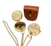 Vintage Brass Compass God's Path Compass Gift for Teenage Boys Baptism Religious Christian Catholic Graduation Sentimental & Inspirational Greeting for Men & Women Hiking Camping Travel Compass