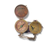 Vintage Brass Compass with Inspirational Message, to My Son Engraved Working Compass, Antique Bronze Chain, Decorative Gift with Leather Pouch