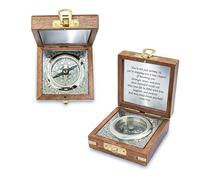 Vintage Brass Compass with Wooden Box & Engraved Message - Nautical Gift for Men, for Him, Husband, Boyfriend, Graduation, Travel Keepsake